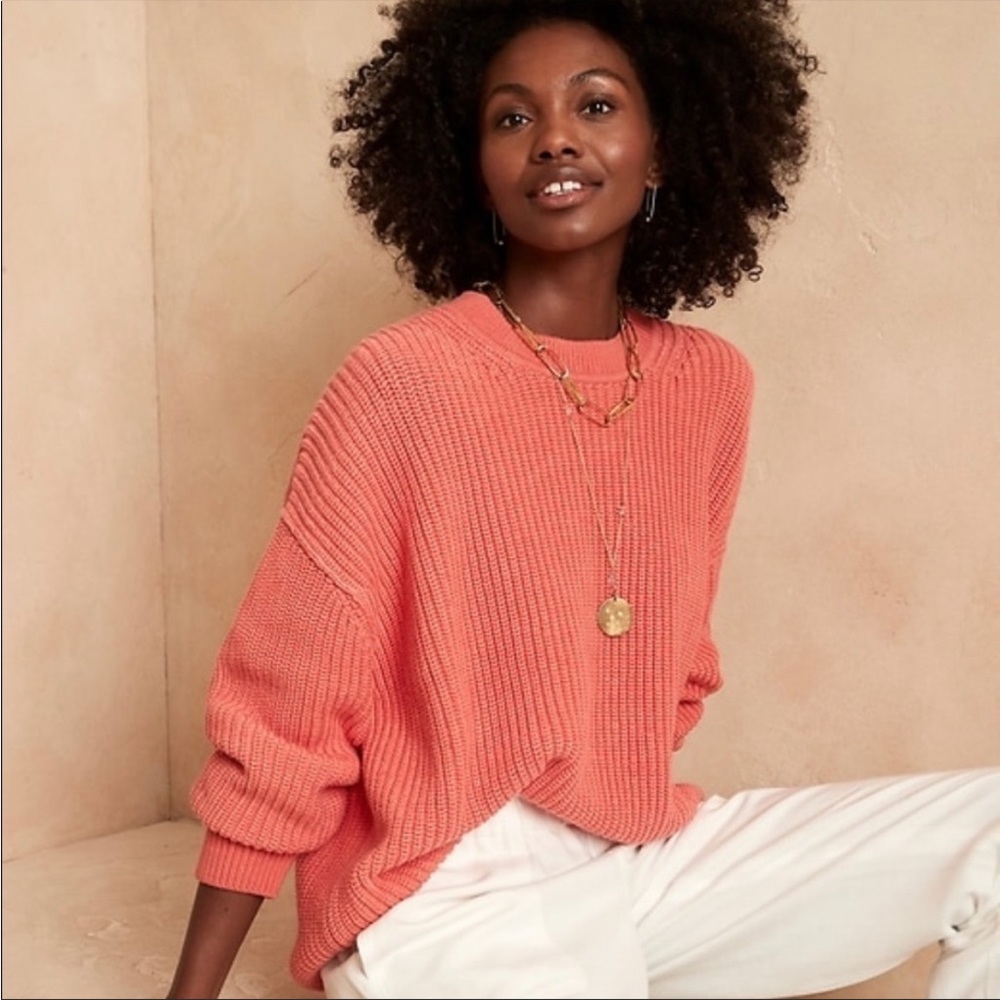 Banana Republic Bright Orange Coral Oversized Sweater
